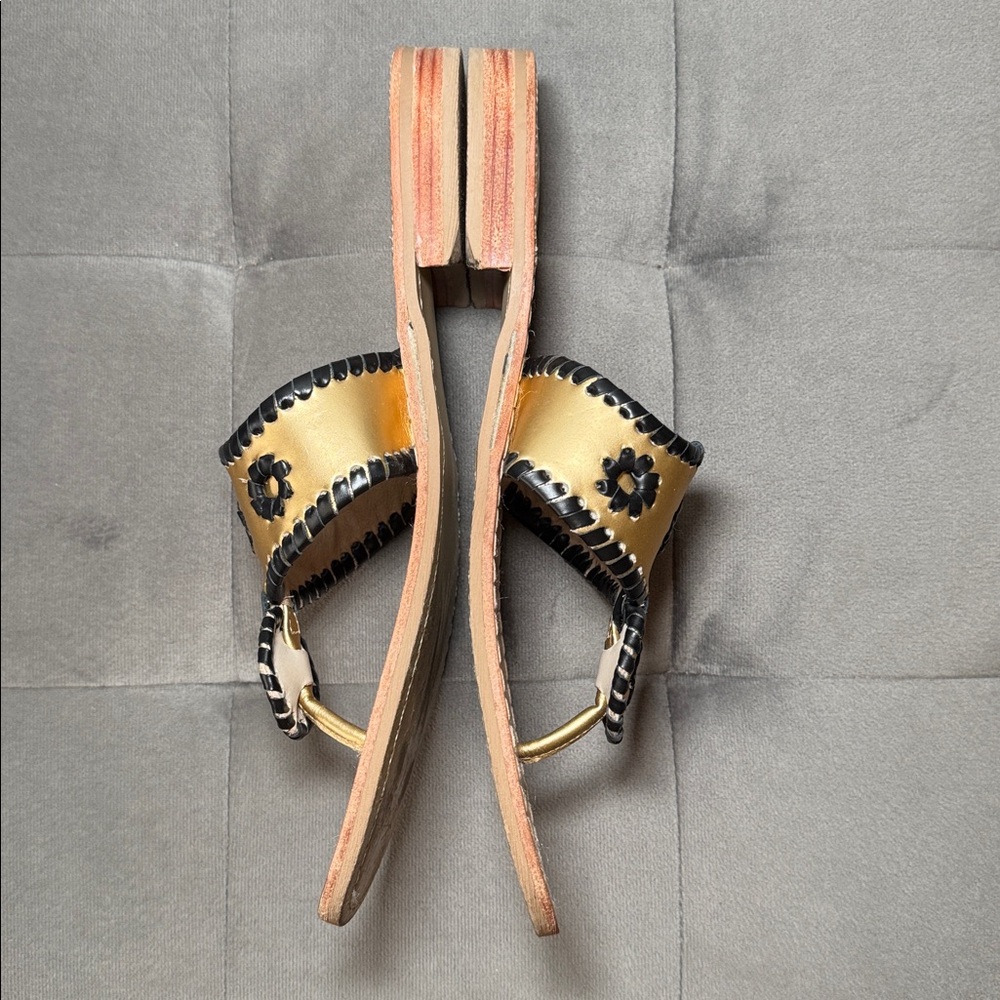 Jack Rogers Signature Spirit Sandals Gold & Black Size 8 - Picture 6 of 16